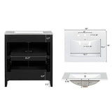 30in Bathroom Vanity Combo with Ceramic Sink Shaker Style Vanities -2 Doors and 2 Drawers - black
