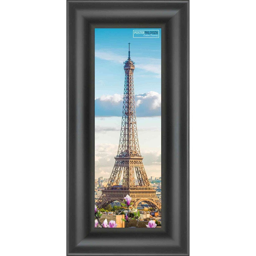 30x10 Contemporary Black Complete Wood Panoramic Frame with UV Acrylic, Foam Board Backing, & Hardware