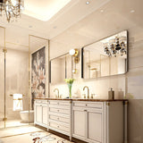30x20”Rounded Corner Rectangle Wall Mounted Bathroom Mirror,Metal Frame - Silver - 30x20inch