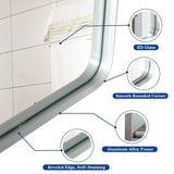 30x20”Rounded Corner Rectangle Wall Mounted Bathroom Mirror,Metal Frame - Silver - 30x20inch