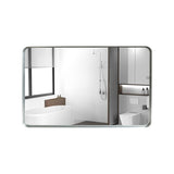 30x20”Rounded Corner Rectangle Wall Mounted Bathroom Mirror,Metal Frame - Silver - 30x20inch