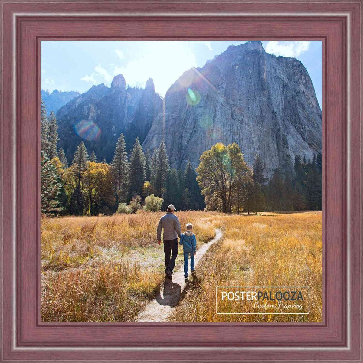 30x30 Traditional Mahogany Complete Wood Square Picture Frame with UV Acrylic, Foam Board Backing, & Hardware