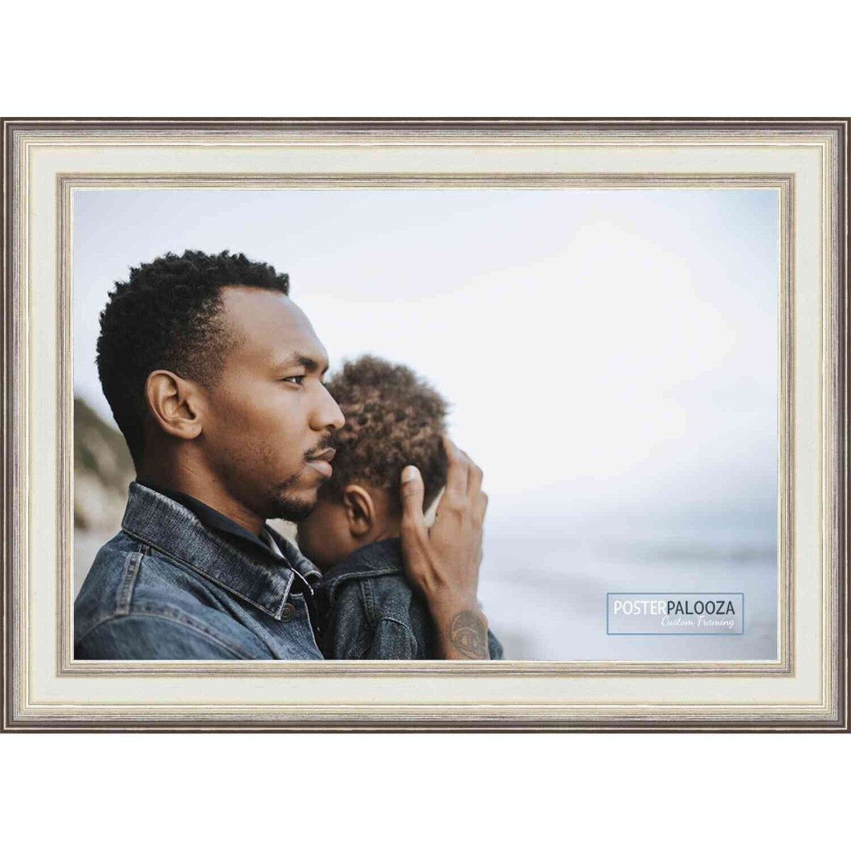 30x36 Traditional Silver Wood Picture Frame - UV Acrylic, Foam Board Backing, & Hanging Hardware Included!