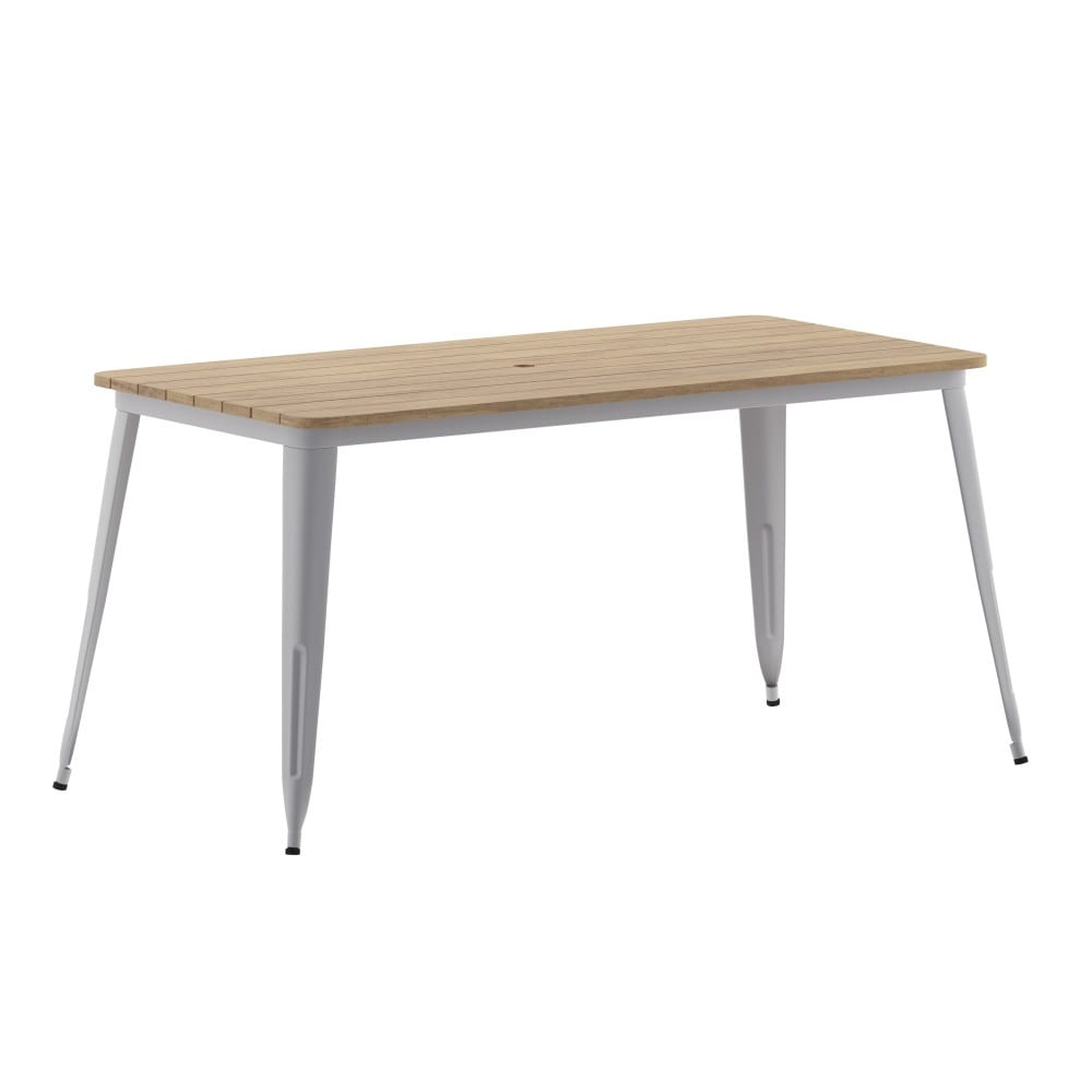 30x60 Commercial Poly Resin Restaurant Table with Umbrella Hole - 30"W x 60"D x 30"H