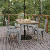 30x60 Commercial Poly Resin Restaurant Table with Umbrella Hole - 30"W x 60"D x 30"H