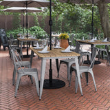 30x60 Commercial Poly Resin Restaurant Table with Umbrella Hole - 30"W x 60"D x 30"H