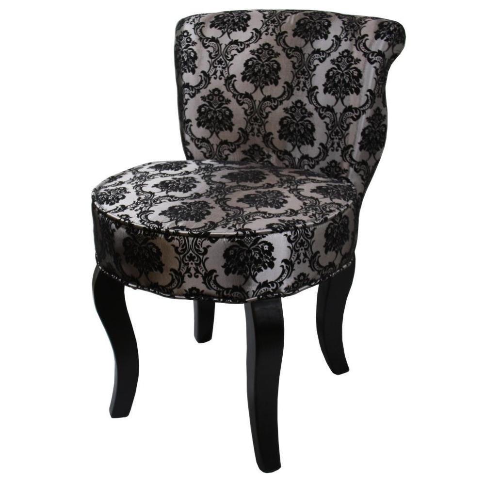 31"H French Black/Grey Damask Accent Chair