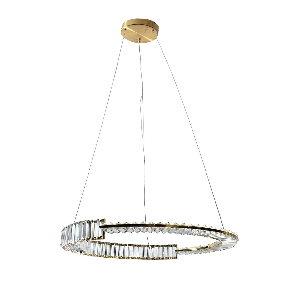 31-in Modern Gold Crystal LED Wheel Chanderlier for Dining Room - 31-in W