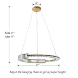 31-in Modern Gold Crystal LED Wheel Chanderlier for Dining Room - 31-in W