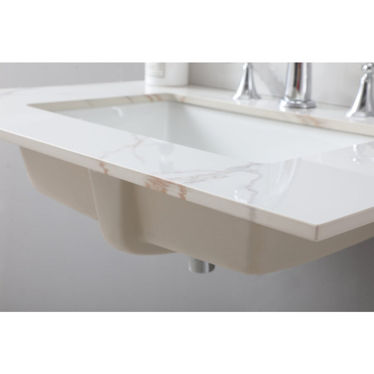 31 in./ 37 in./ 43 in. Carrara Gold Engineered Stone Bathroom Vanity Top with Ceramic Sink