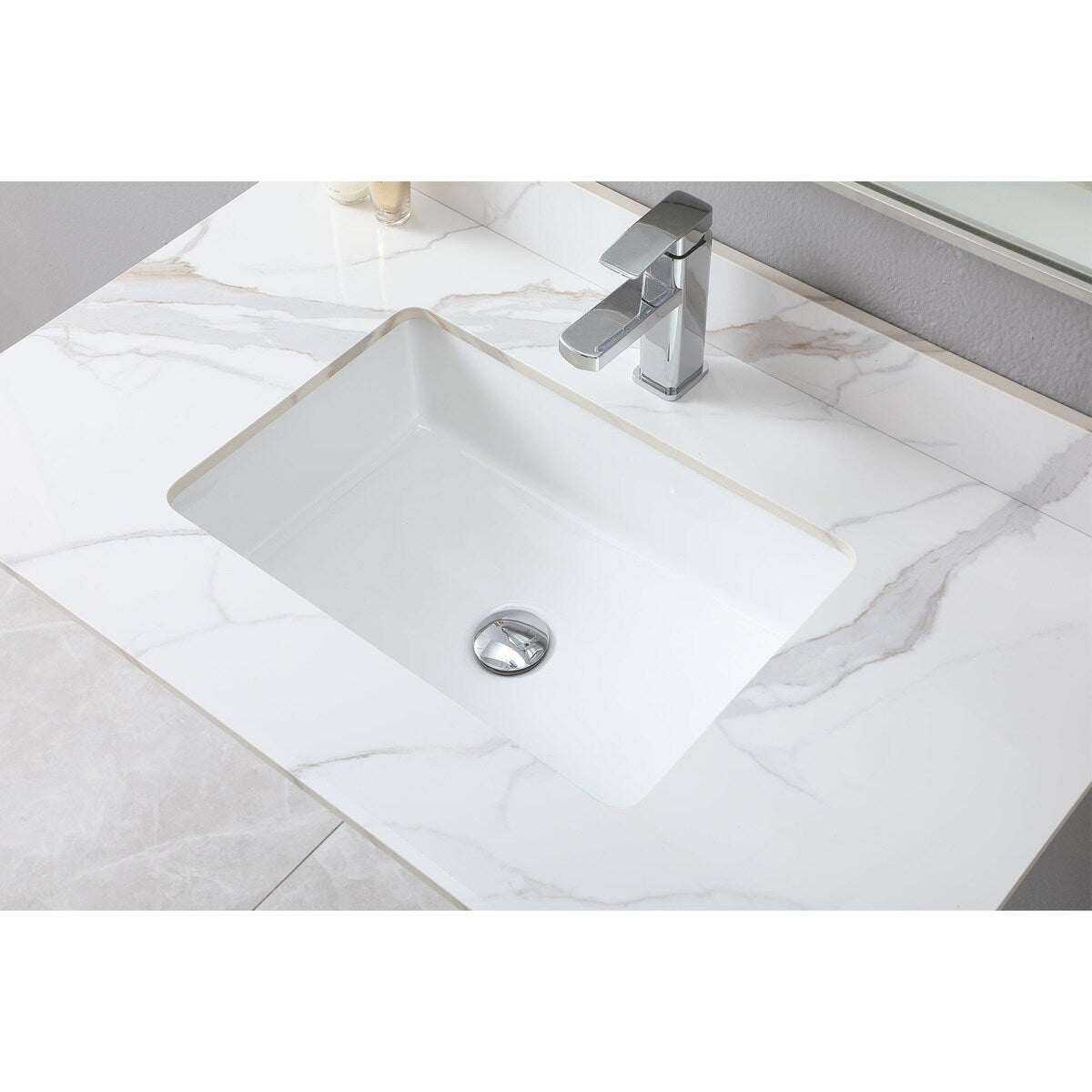 31 in./ 37 in./ 43 in. Carrara Gold Engineered Stone Bathroom Vanity Top with Ceramic Sink