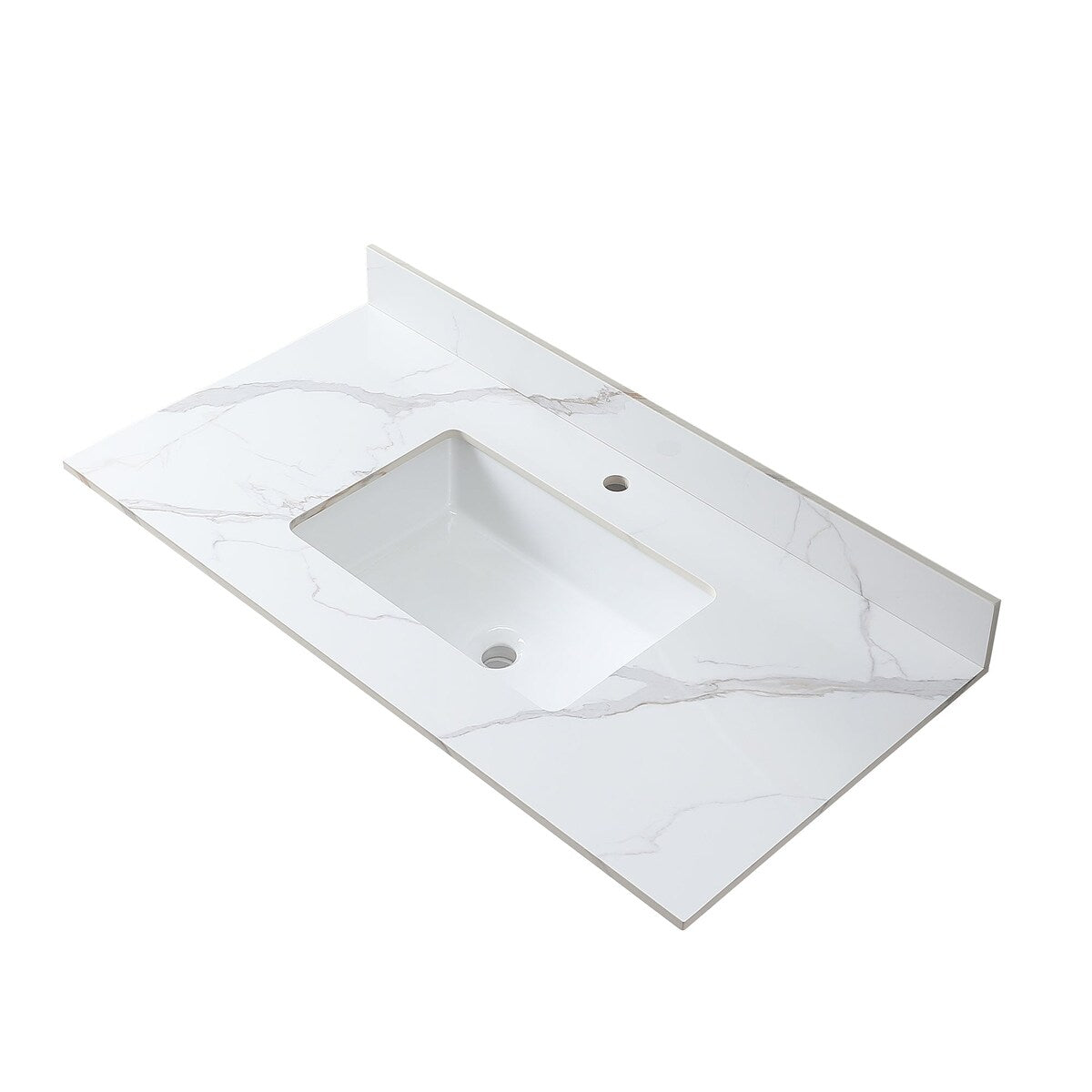 31 in./ 37 in./ 43 in. Carrara Gold Engineered Stone Bathroom Vanity Top with Ceramic Sink
