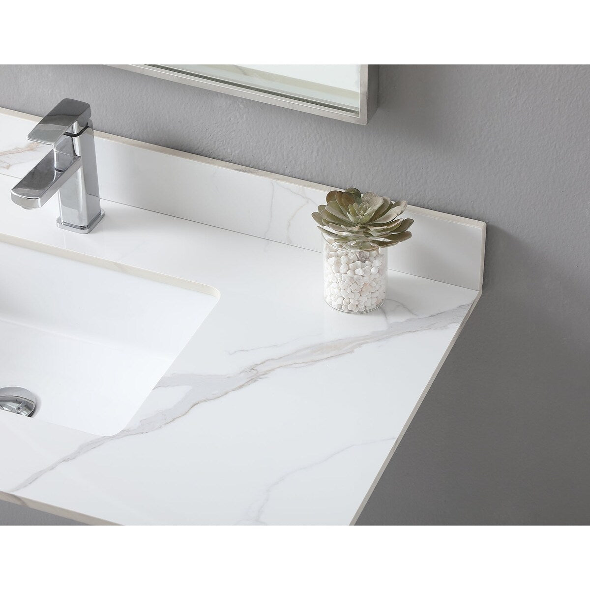 31 in./ 37 in./ 43 in. Carrara Gold Engineered Stone Bathroom Vanity Top with Ceramic Sink