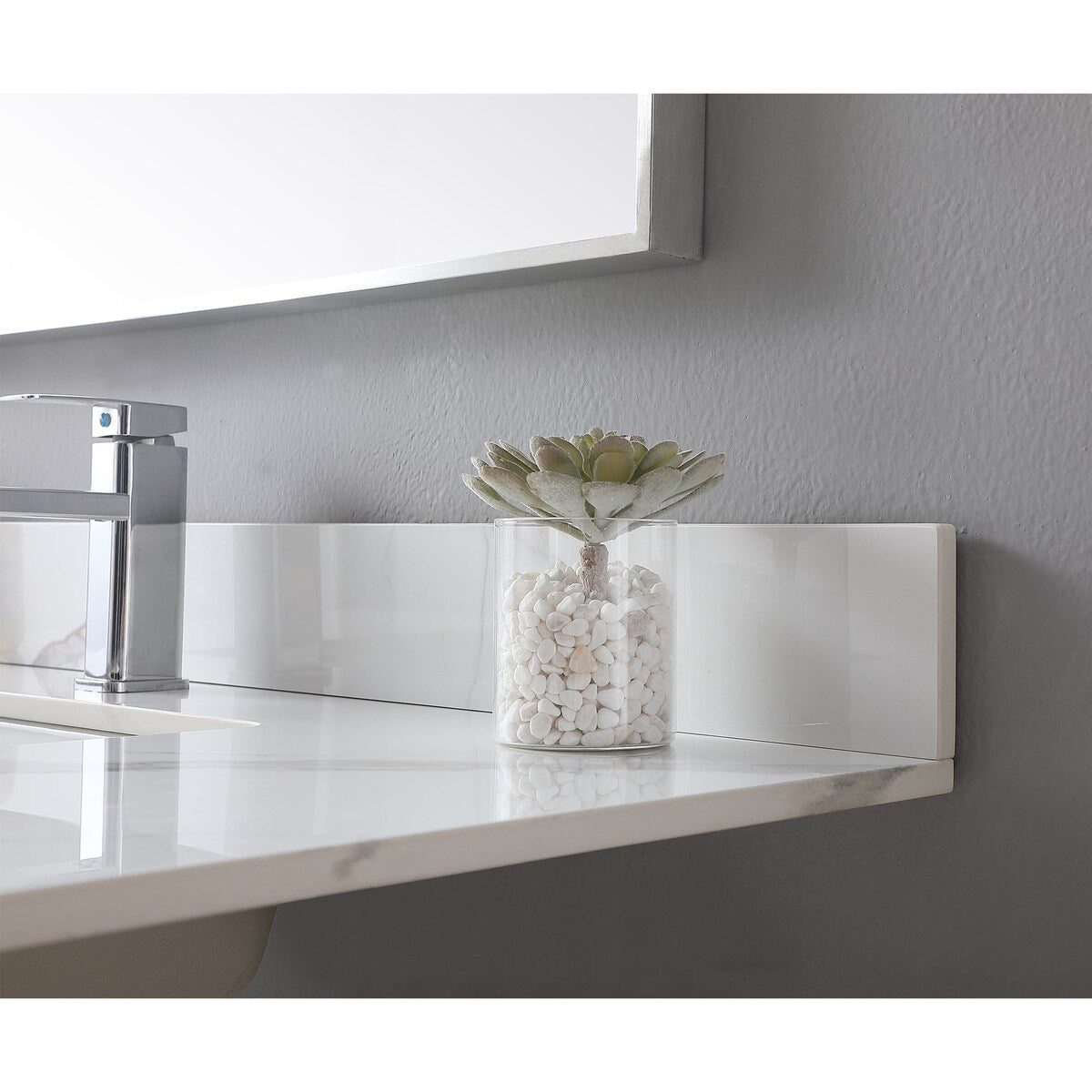 31 in./ 37 in./ 43 in. Carrara Gold Engineered Stone Bathroom Vanity Top with Ceramic Sink