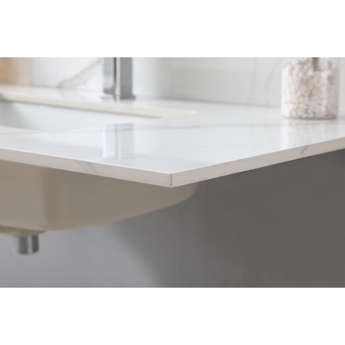 31 in./ 37 in./ 43 in. Carrara Gold Engineered Stone Bathroom Vanity Top with Ceramic Sink