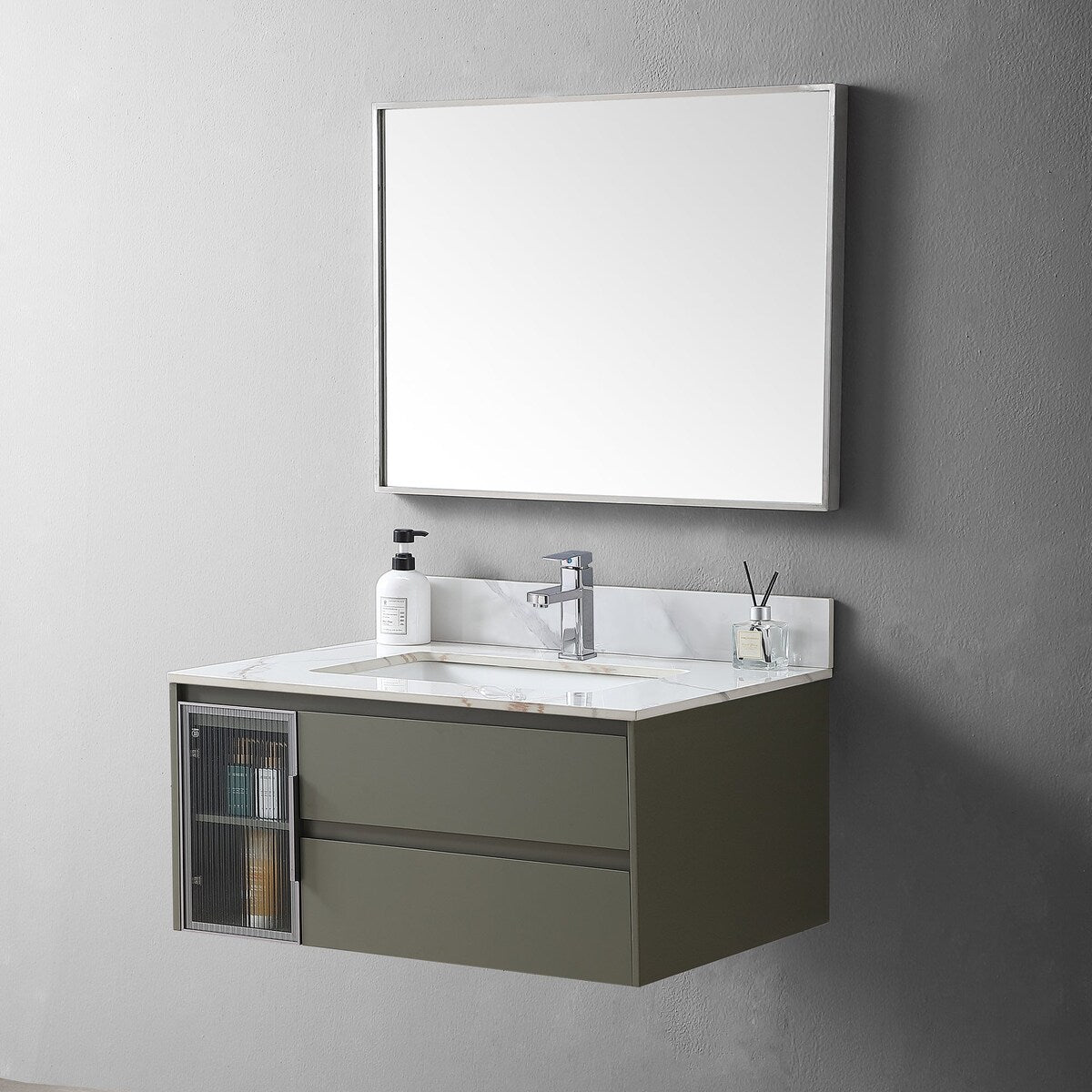 31 in./ 37 in./ 43 in. Carrara Gold Engineered Stone Bathroom Vanity Top with Ceramic Sink