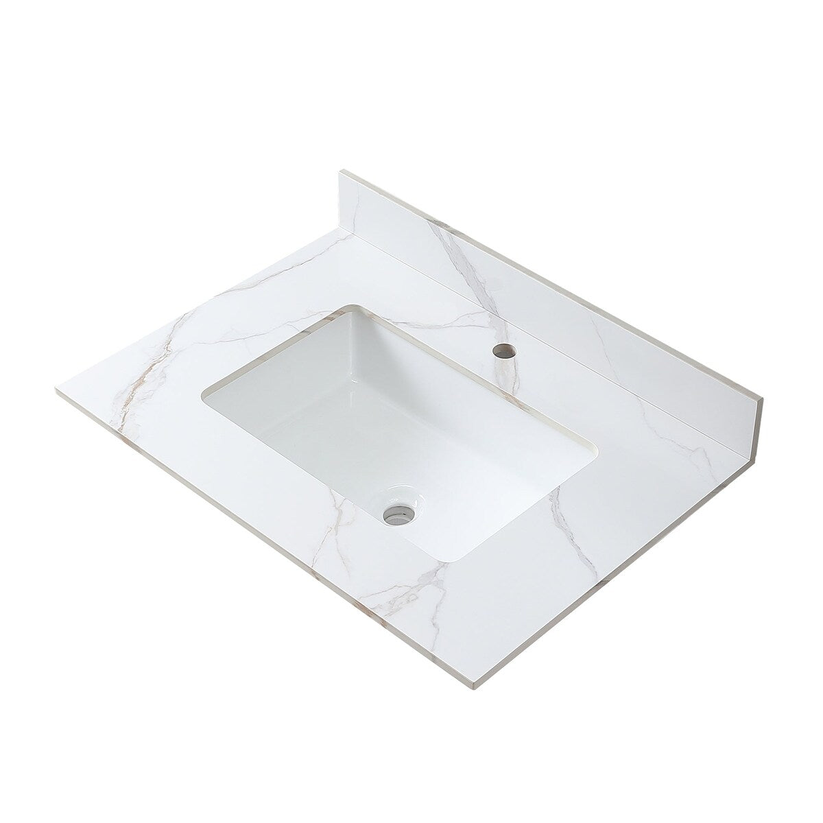 31 in./ 37 in./ 43 in. Carrara Gold Engineered Stone Bathroom Vanity Top with Ceramic Sink