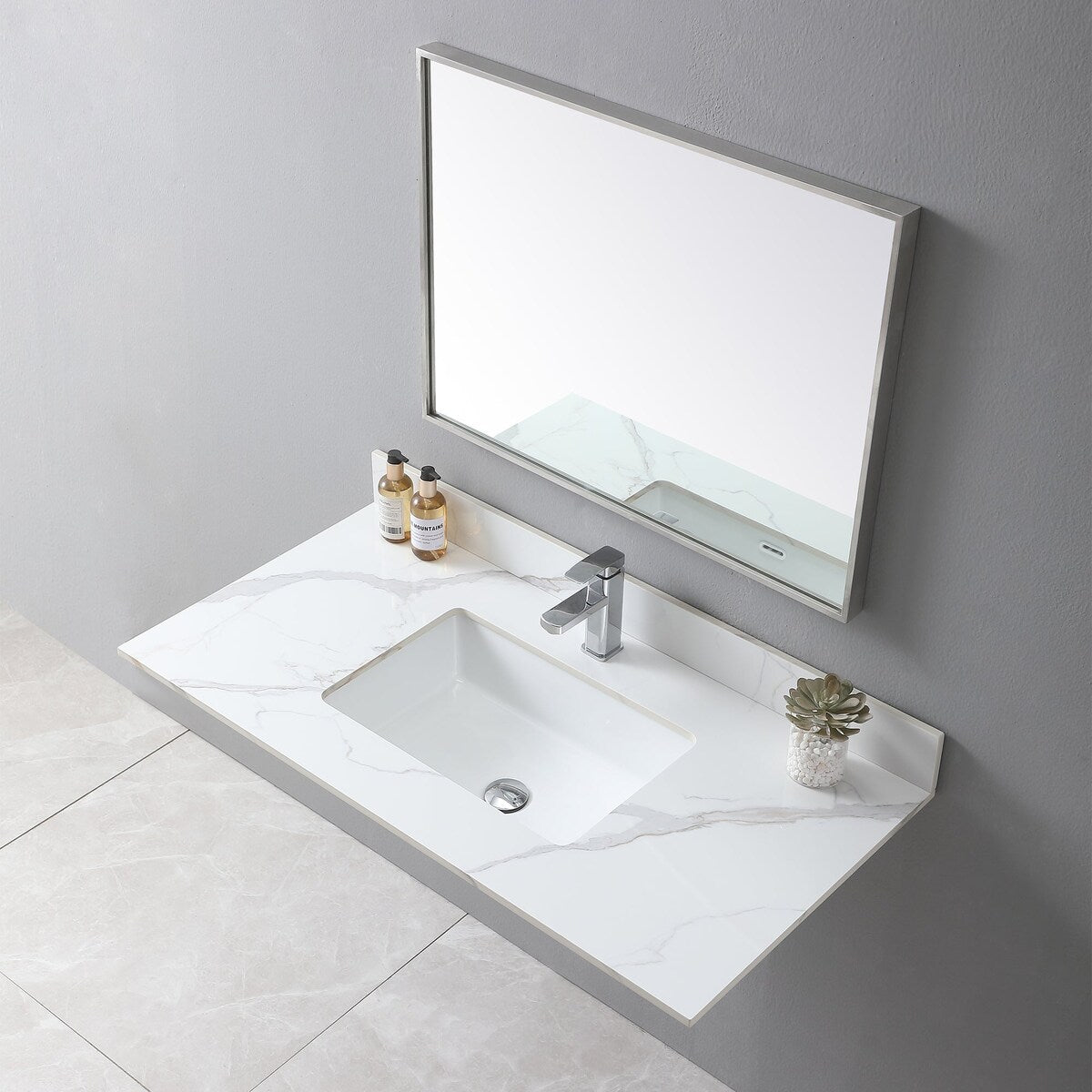 31 in./ 37 in./ 43 in. Carrara Gold Engineered Stone Bathroom Vanity Top with Ceramic Sink