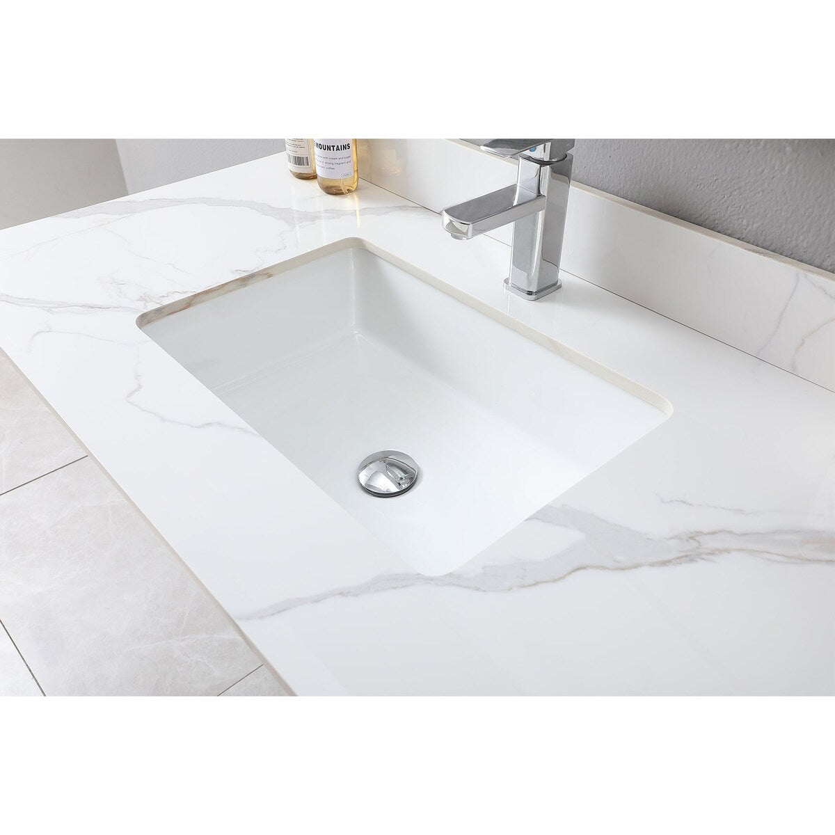 31 in./ 37 in./ 43 in. Carrara Gold Engineered Stone Bathroom Vanity Top with Ceramic Sink