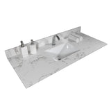 31 in./ 37 in./ 43 in. Carrara White Engineered Stone Bathroom Vanity Top with Ceramic Sink