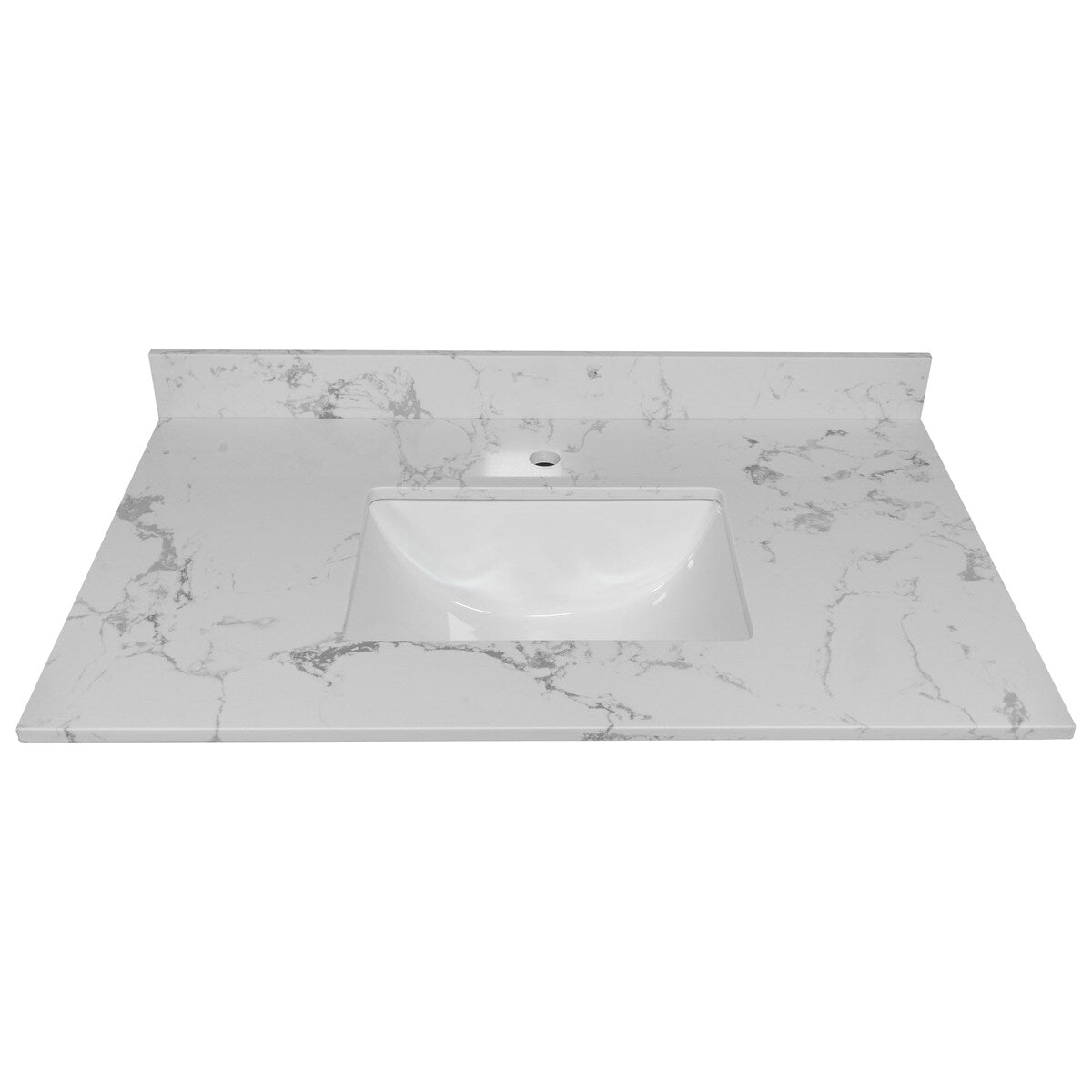 31 in./ 37 in./ 43 in. Carrara White Engineered Stone Bathroom Vanity Top with Ceramic Sink