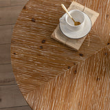 31.29" Splicing Round Coffee Table,Fir Wood Table Top with Gold Cross Legs Base