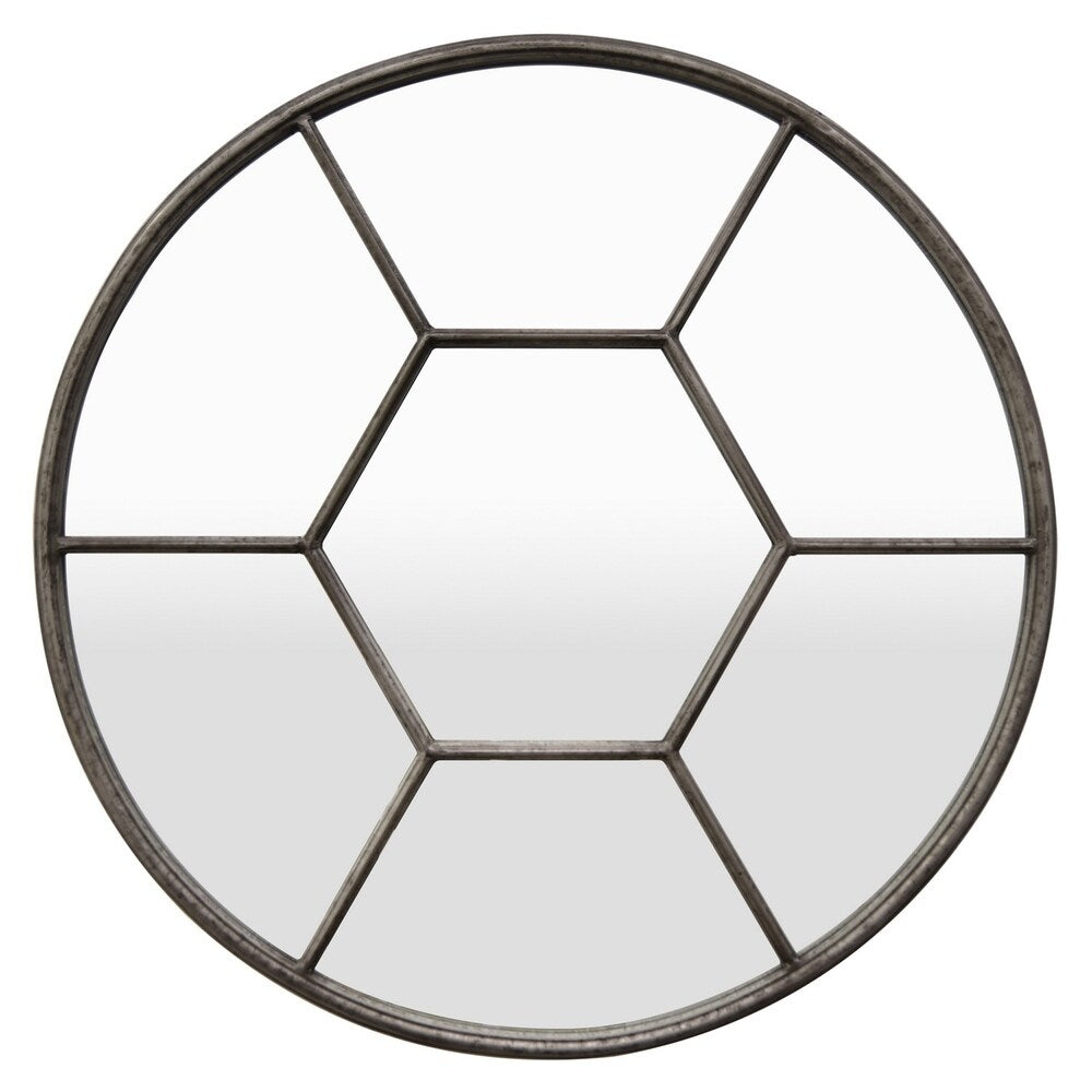 31.5" Metal Wall Mirror Decoration By Three Hands - BLACK - A