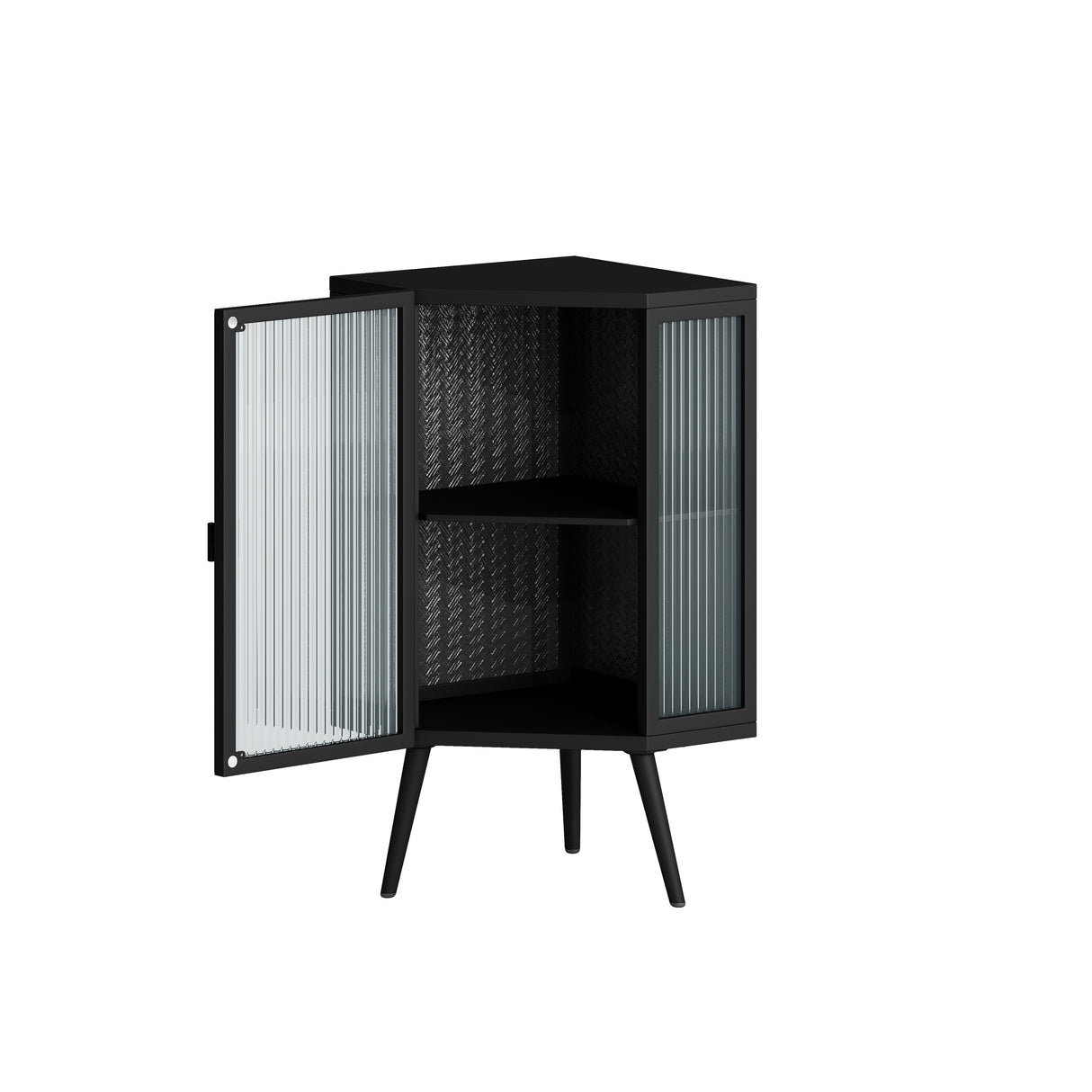 31.5 in. H Metal Floor Corner Cabinet with Adjustable Shelf