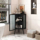 31.5 in. H Metal Floor Corner Cabinet with Adjustable Shelf