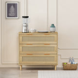 31.50"3-Drawers Rattan Storage Cabinet Rattan Drawer,for Bedroom,Living Room,Dining Room
