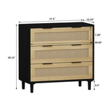 31.50"3-Drawers Rattan Storage Cabinet Rattan Drawer,for Bedroom,Living Room,Dining Room