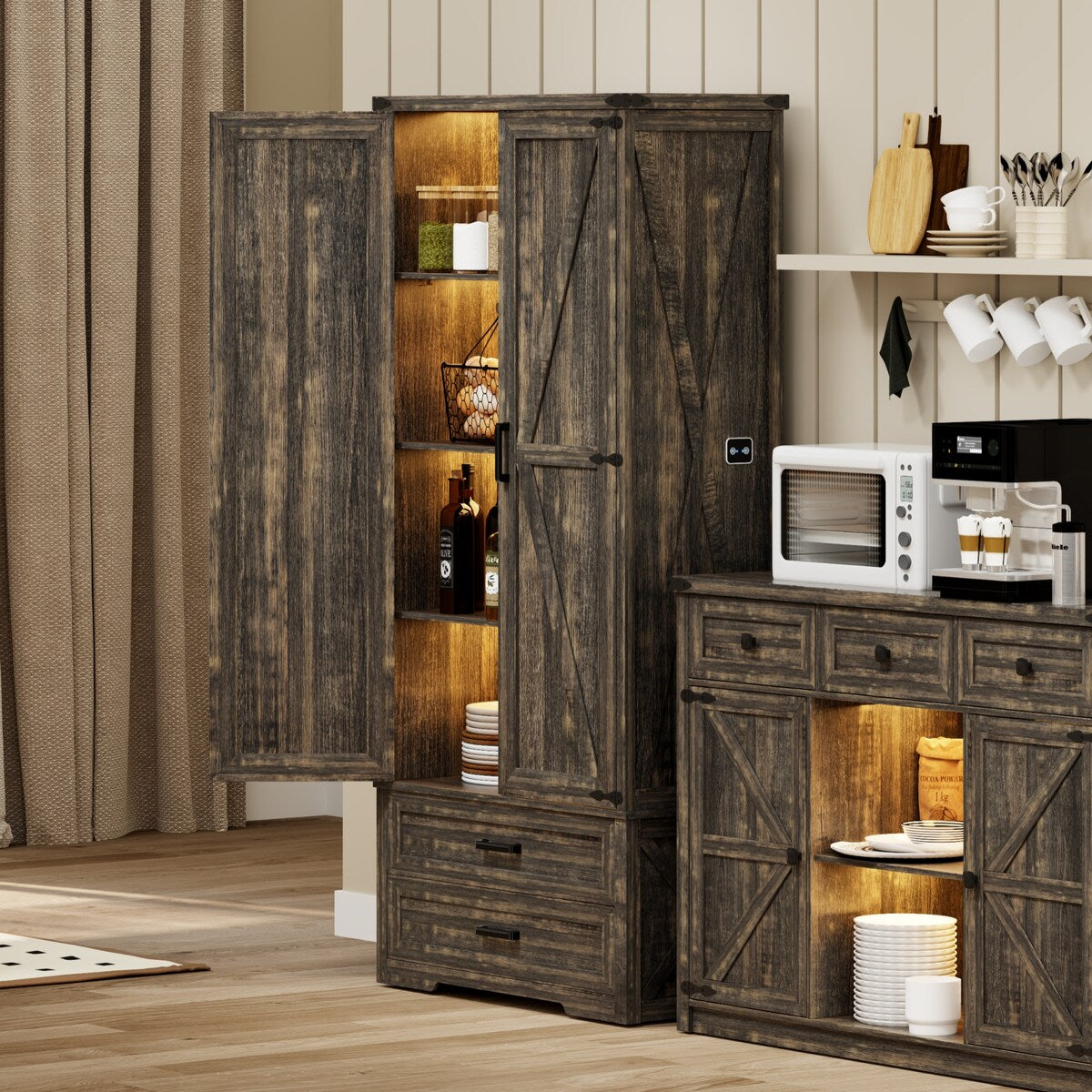31.5" Wide Storage Cabinet With Led Light