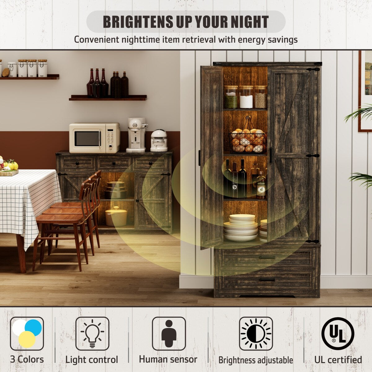 31.5" Wide Storage Cabinet With Led Light