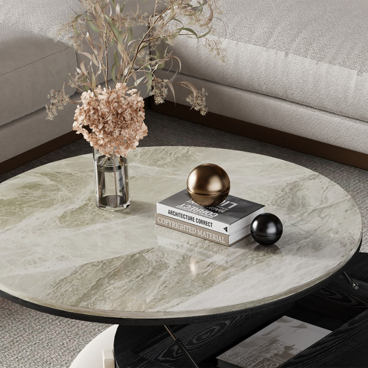 31.5" Modern Coffee Table, Lift Top Coffee Table with 3 Ottomans, Black - 31.5" X 31.5"