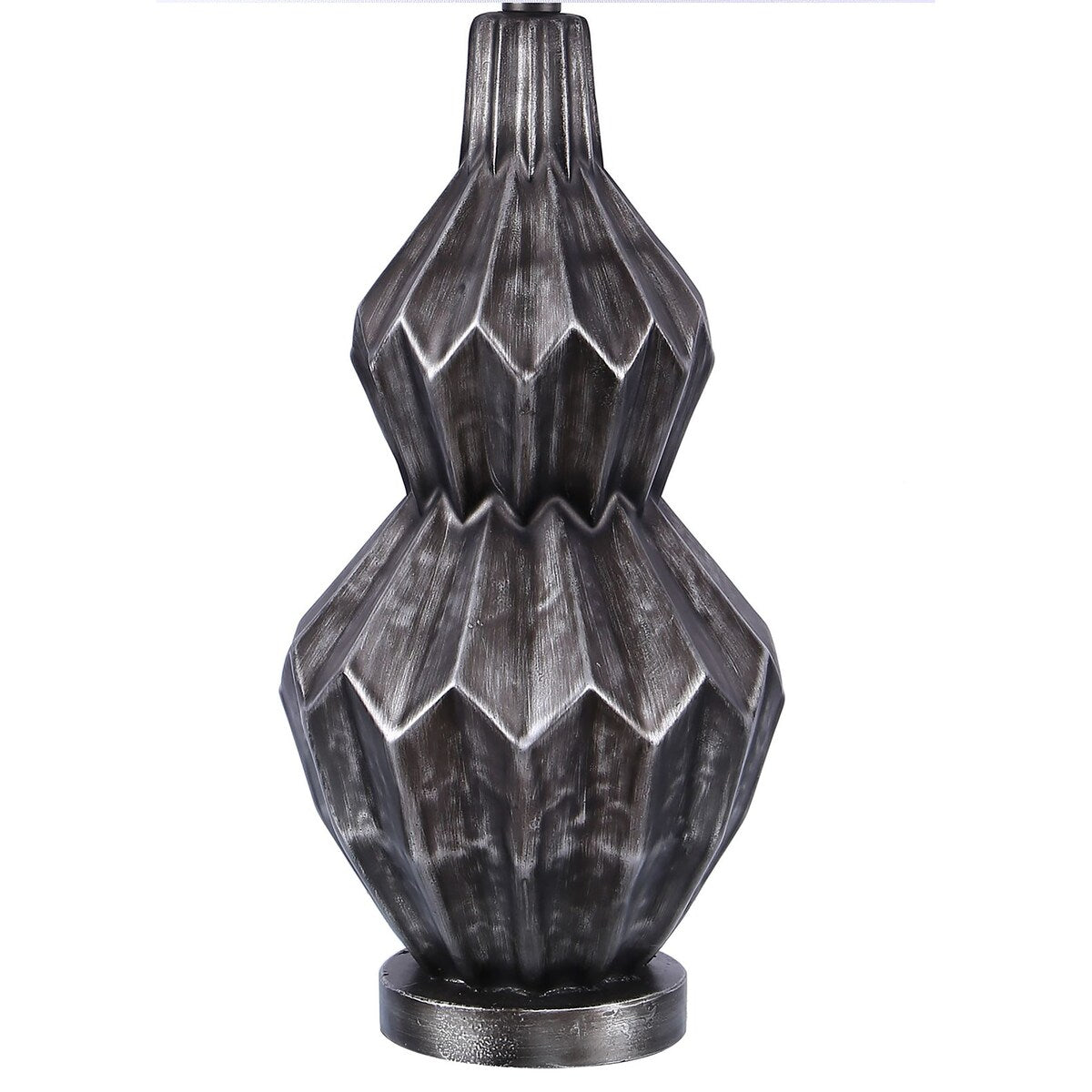 31.5" Polyresin Table Lamp w/ Brushed Black Silver Finish & White Linen Shade