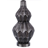 31.5" Polyresin Table Lamp w/ Brushed Black Silver Finish & White Linen Shade
