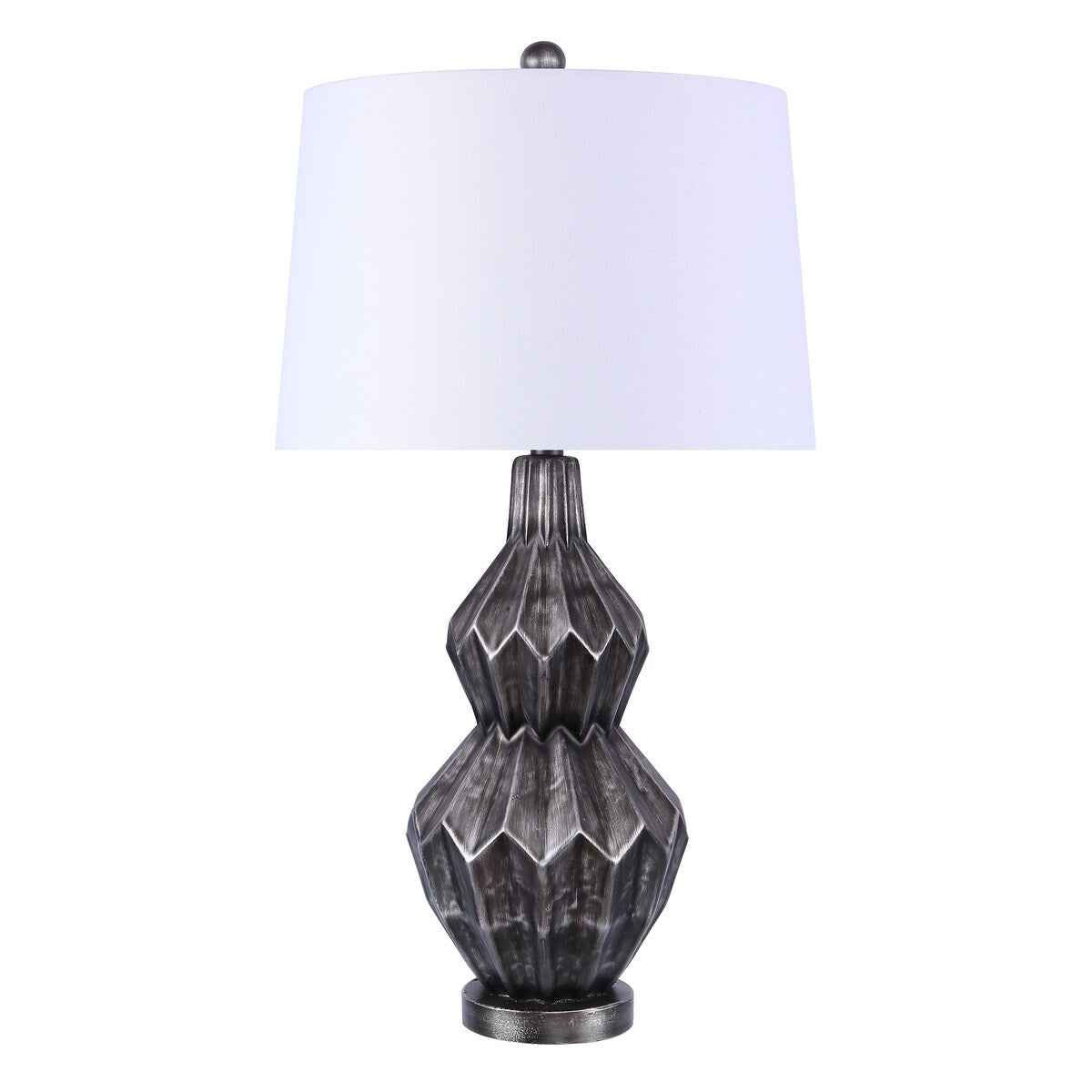 31.5" Polyresin Table Lamp w/ Brushed Black Silver Finish & White Line