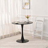 31.5" Round Dining Table, Black Tulip Table, Metal Base Pedestal Table for 2-4 Person,Easy Assembled Leisure Coffee Table