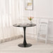 31.5" Round Dining Table, Black Tulip Table, Metal Base Pedestal Table for 2-4 Person,Easy Assembled Leisure Coffee Table