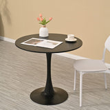 31.5" Round Dining Table, Black Tulip Table, Metal Base Pedestal Table for 2-4 Person,Easy Assembled Leisure Coffee Table