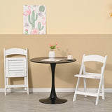 31.5" Round Dining Table, Black Tulip Table, Metal Base Pedestal Table for 2-4 Person,Easy Assembled Leisure Coffee Table