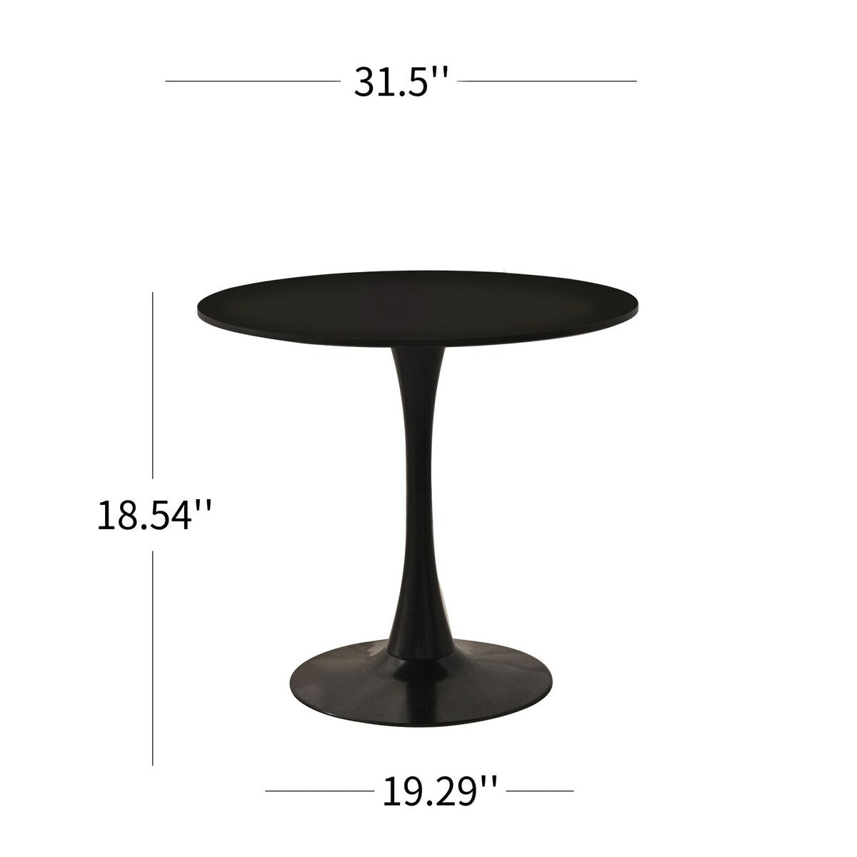 31.5" Round Dining Table, Black Tulip Table, Metal Base Pedestal Table for 2-4 Person,Easy Assembled Leisure Coffee Table