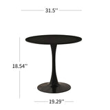 31.5" Round Dining Table, Black Tulip Table, Metal Base Pedestal Table for 2-4 Person,Easy Assembled Leisure Coffee Table