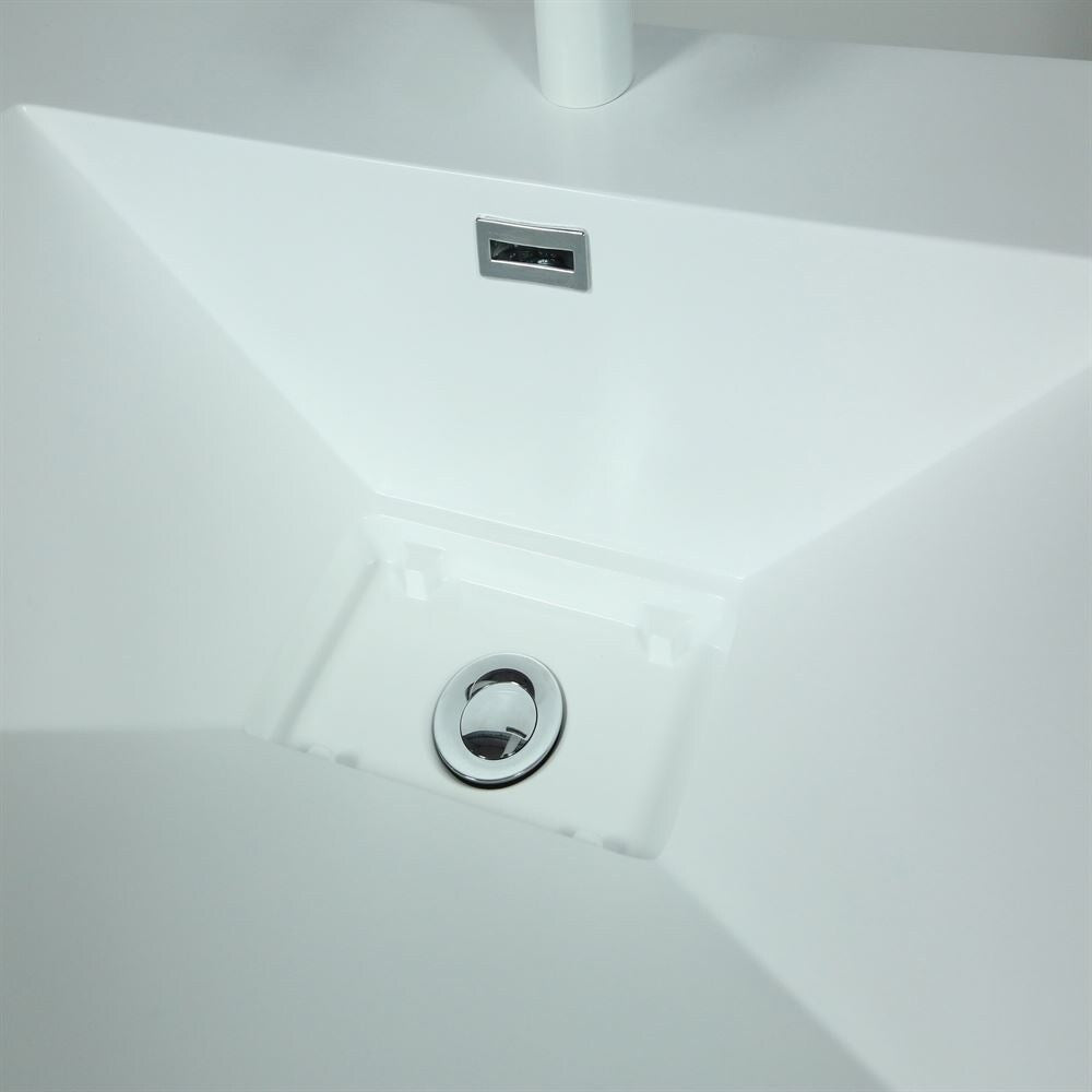 31.5" Single Sink Vanity In Neutral Finish With White Composite Granite Top