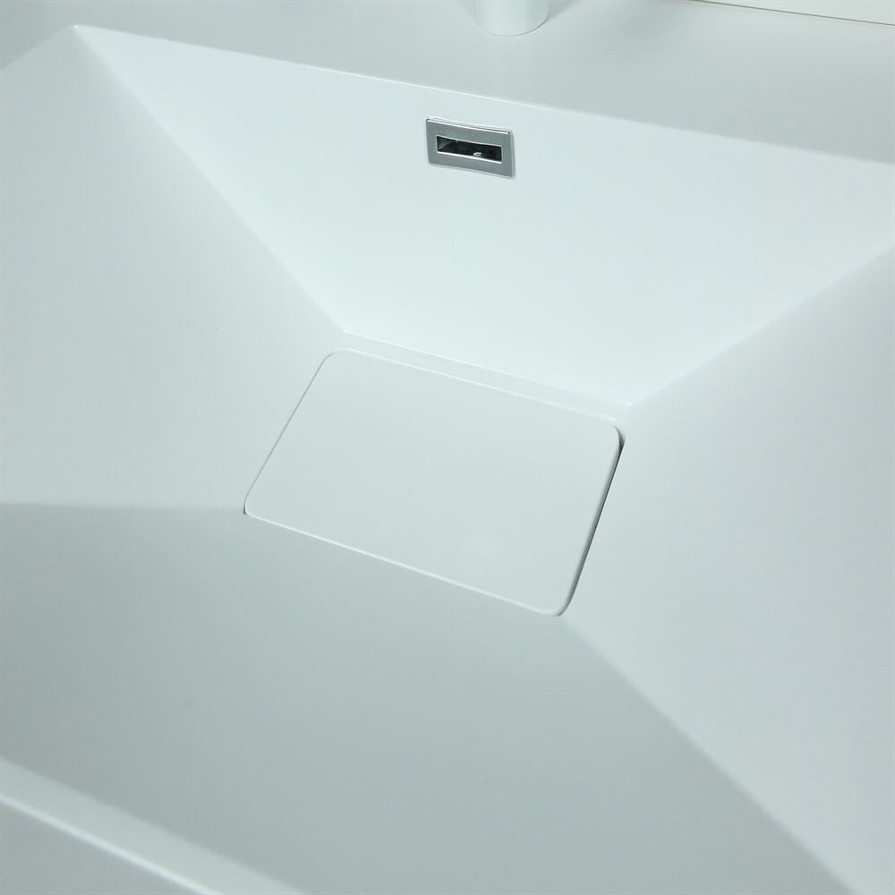 31.5" Single Sink Vanity In Neutral Finish With White Composite Granite Top