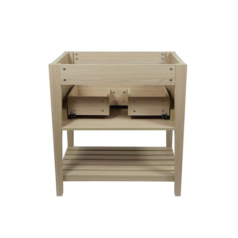 31.5" Single Sink Vanity In Neutral Finish With White Composite Granite Top
