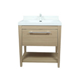 31.5" Single Sink Vanity In Neutral Finish With White Composite Granite Top