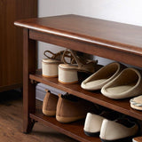 31.5" Storage Bench Wooden Shoe Bench Rustic Solid Wood Entryway Bench