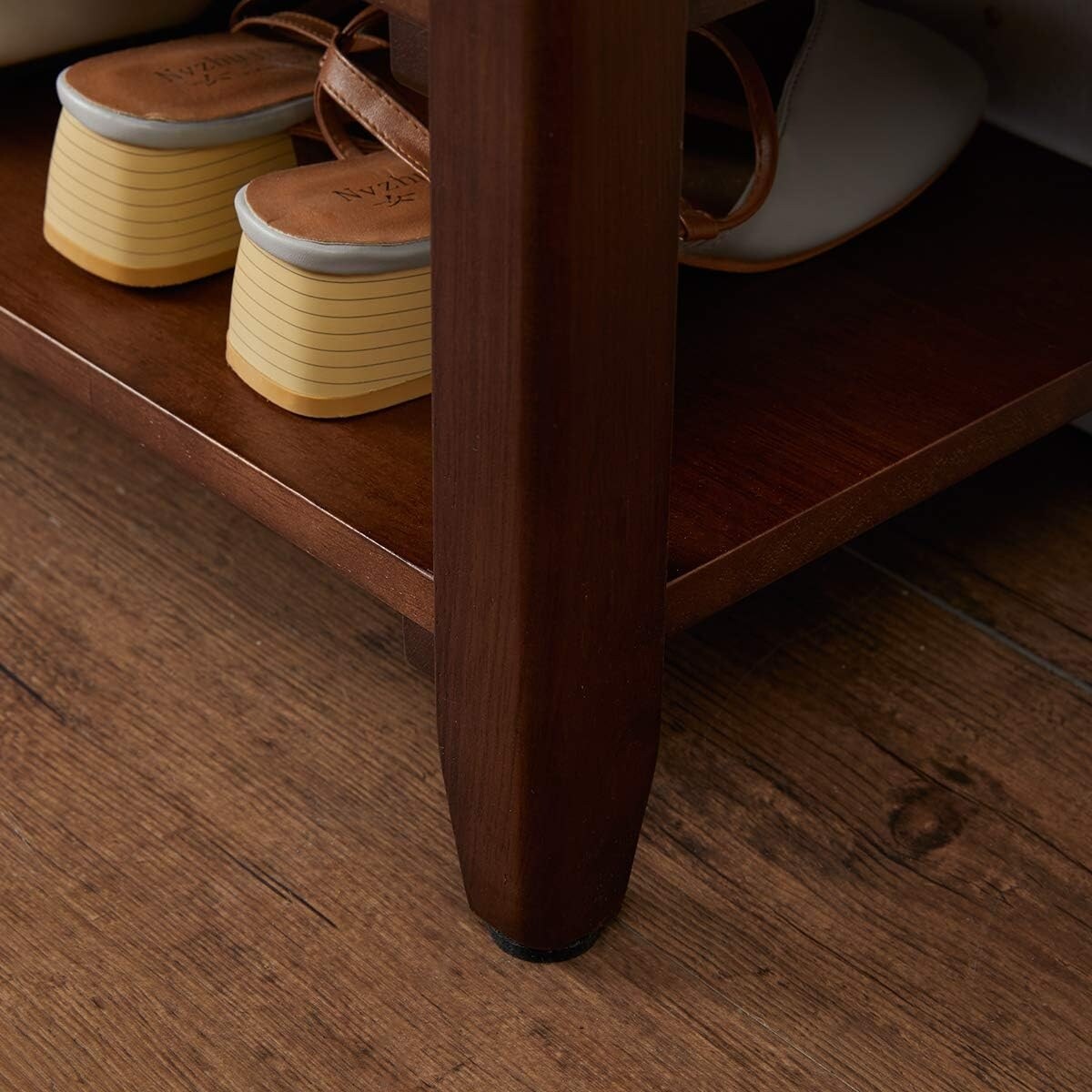 31.5" Storage Bench Wooden Shoe Bench Rustic Solid Wood Entryway Bench