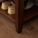 31.5" Storage Bench Wooden Shoe Bench Rustic Solid Wood Entryway Bench